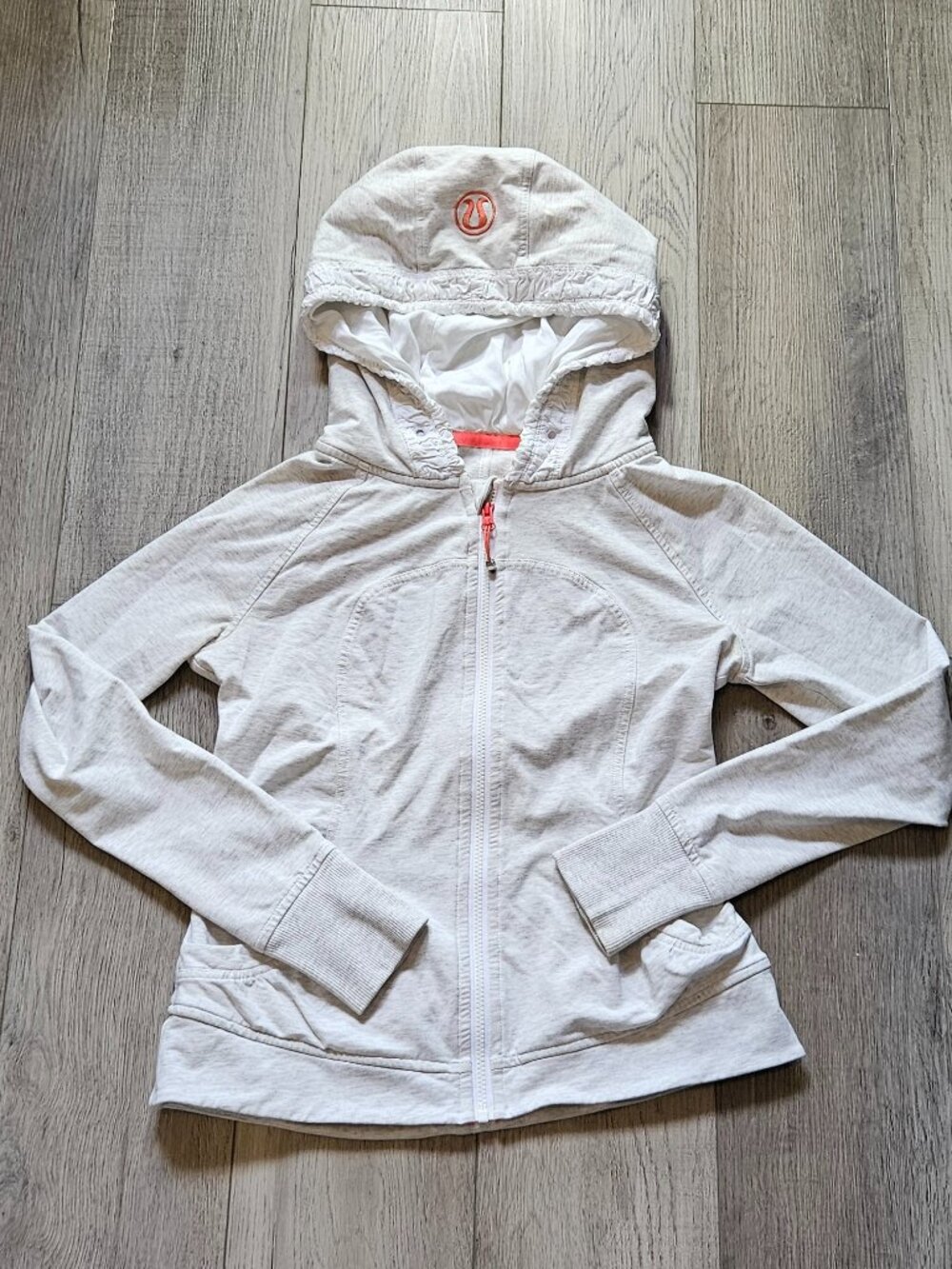 Women's Lululemon Movement Scuba Full Zip Hoodie Heather Light Grey White Size 8
